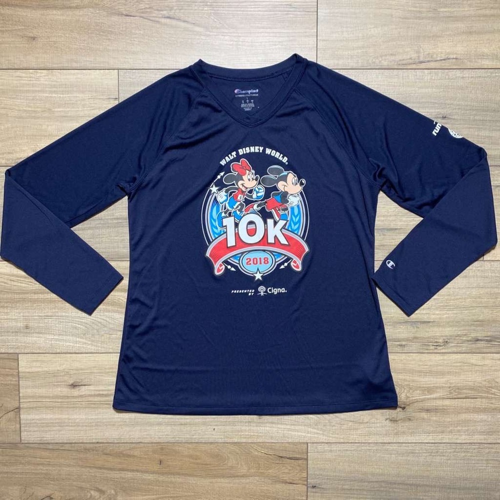 Champion RunDisney Womens 2018 10K Mickey Mouse Minnie Mouse Long Sleeve Shirt L